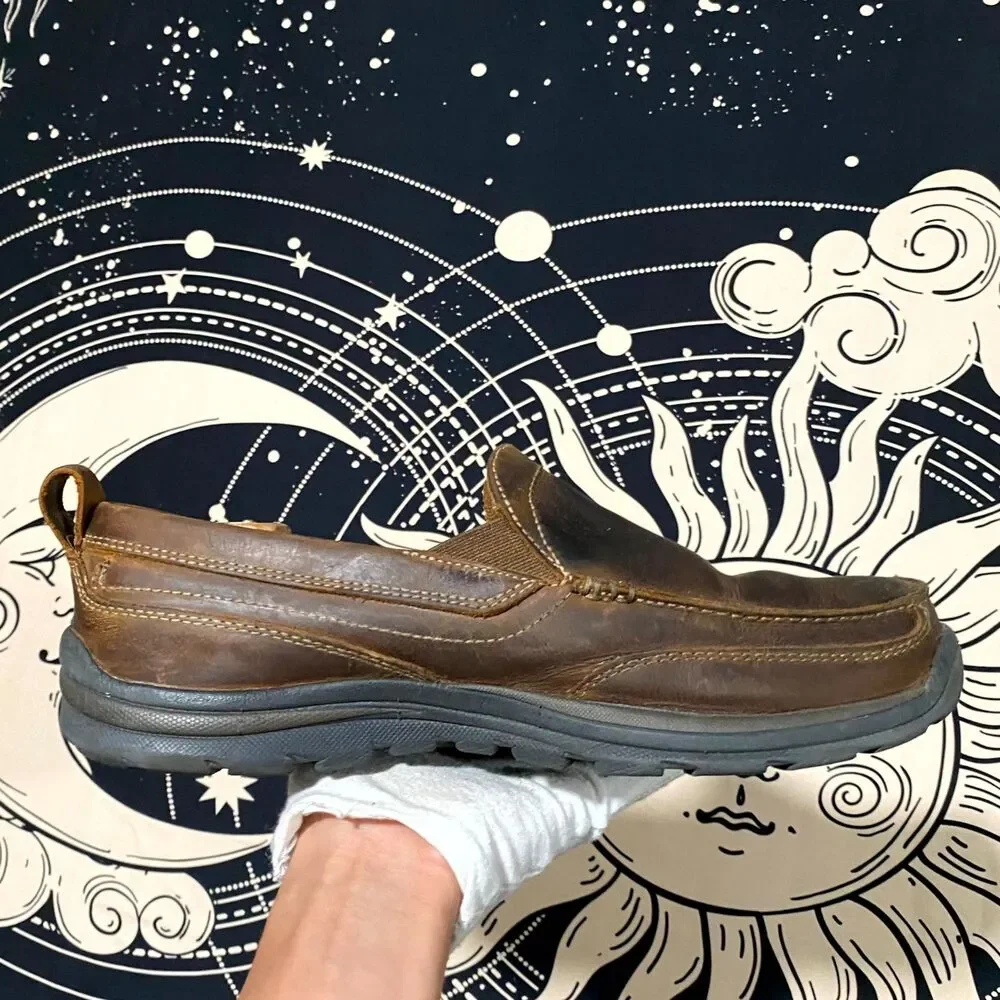 Skechers Superior Gains 63697-CDB Loafer Shoes Men's 9 Brown Leather Casual